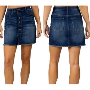 Indigo Rein | Button Down Medium Wash Denim Mini Skirt